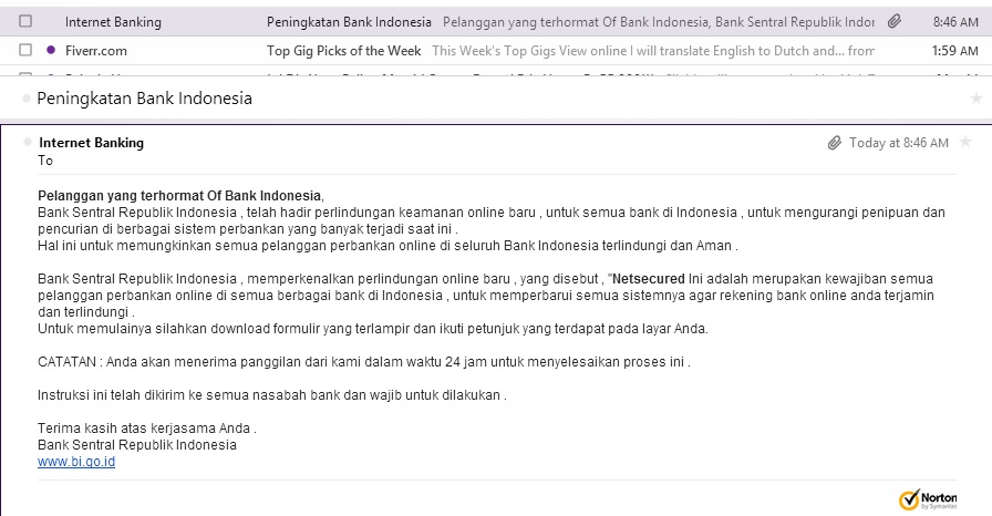 Email Scam Bank Indonesia