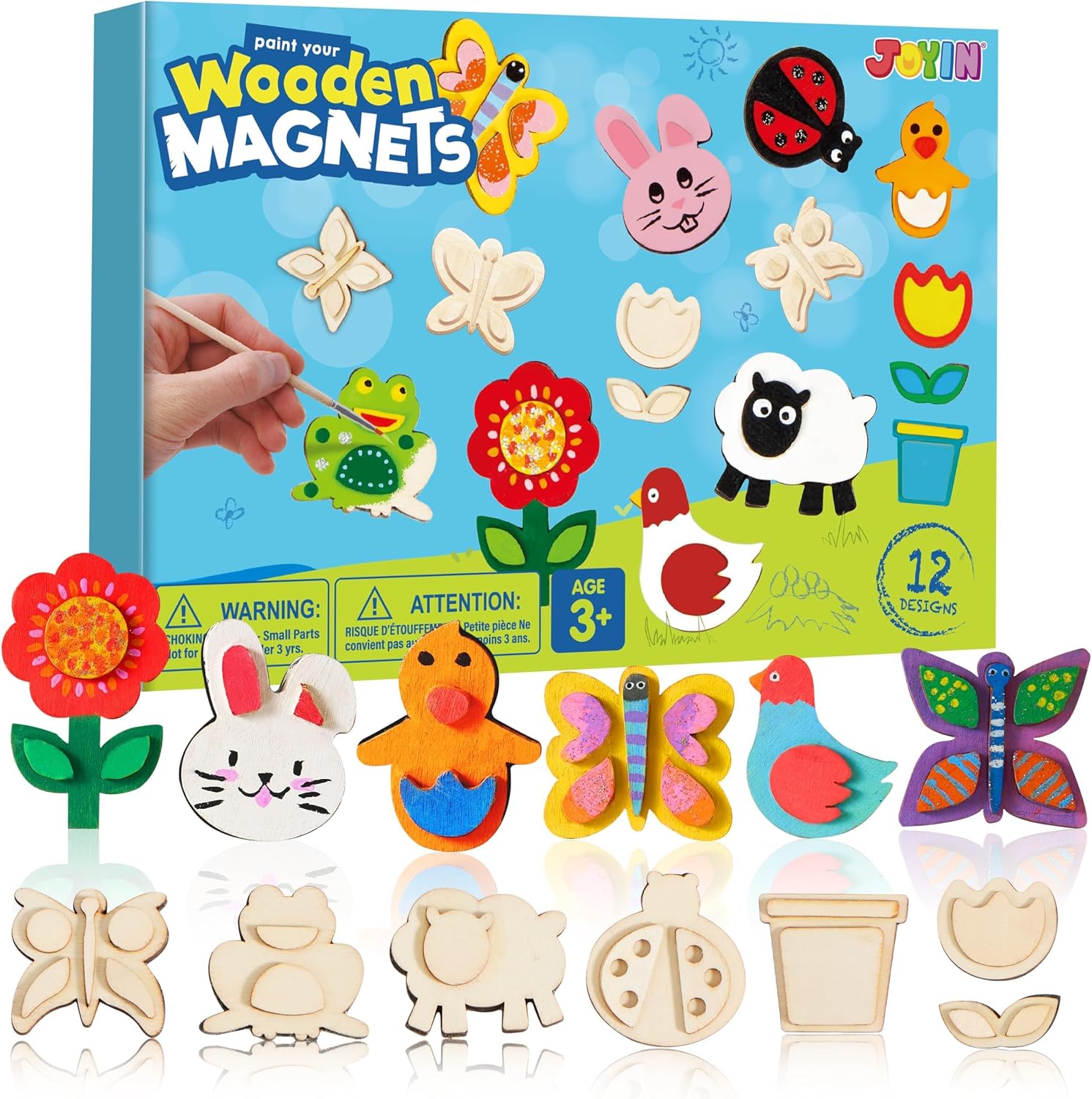 JOYIN 12 Wooden Magnet Creativity Painting Kit