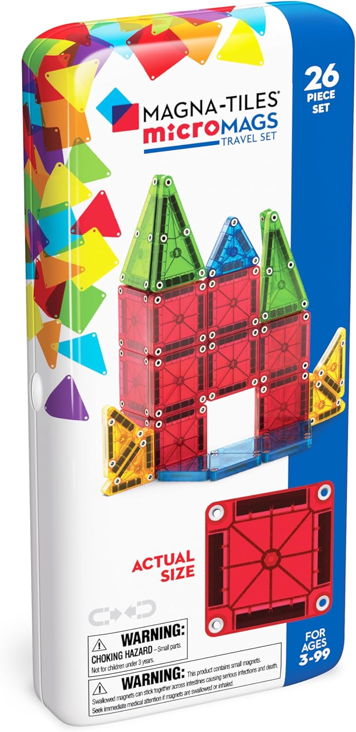MAGNA-TILES microMAGS 26-Piece Travel Set - 20 Building Toys for Kids Who Spend Hours Constructing Epic Creations