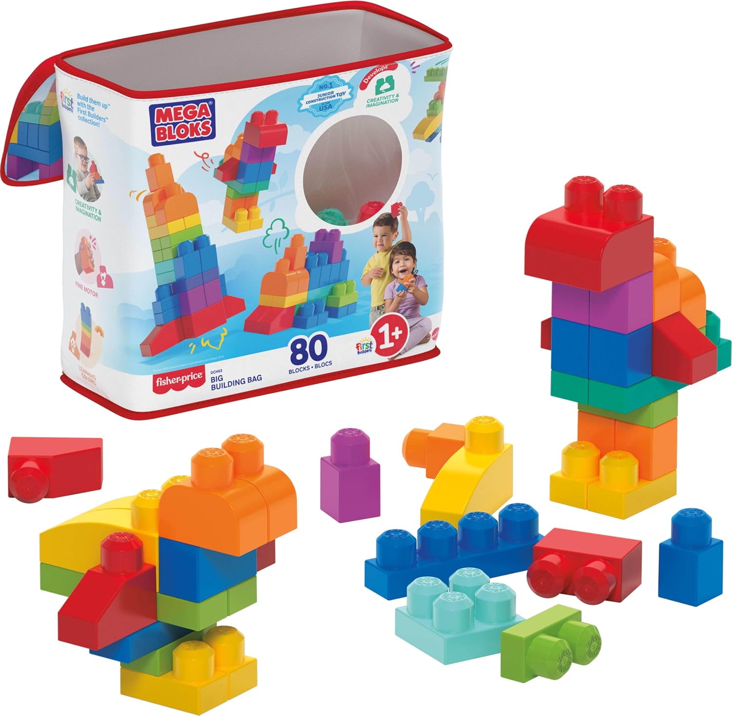 MEGA BLOKS First Builders Toddler Blocks Toys Set - 20 Building Toys for Kids Who Spend Hours Constructing Epic Creations