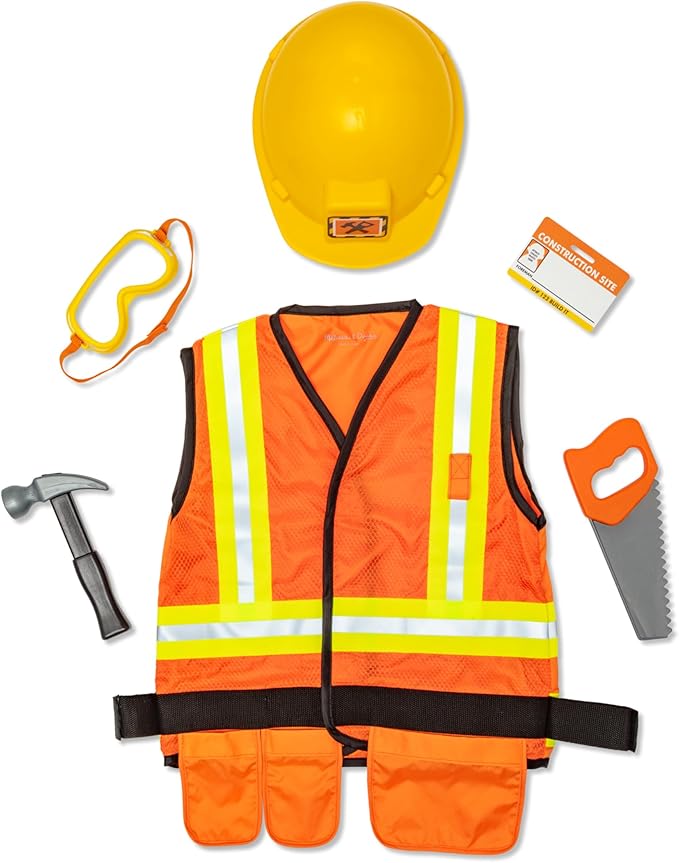 Melissa & Doug Construction Worker Costume Dress-Up Set