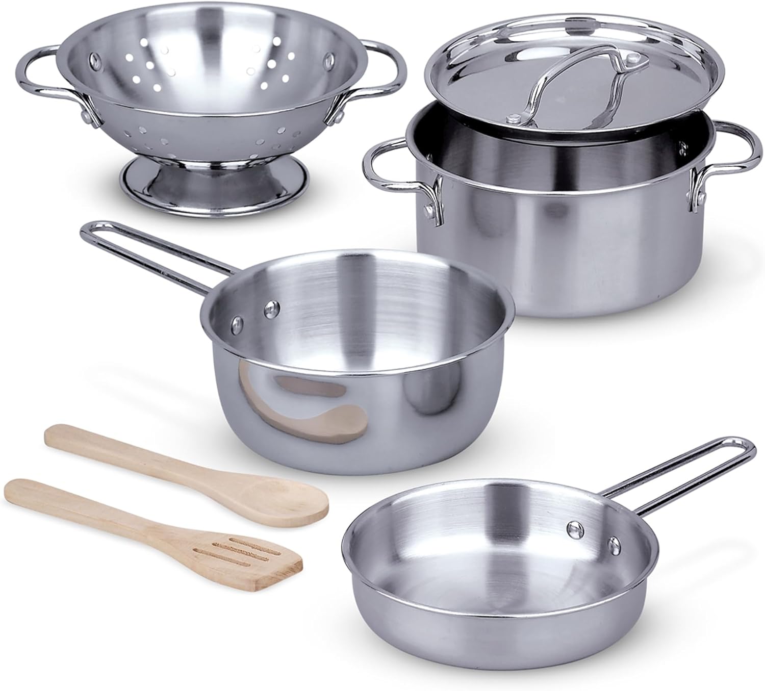 Melissa & Doug Stainless Steel Pots & Pans 8-Piece Set