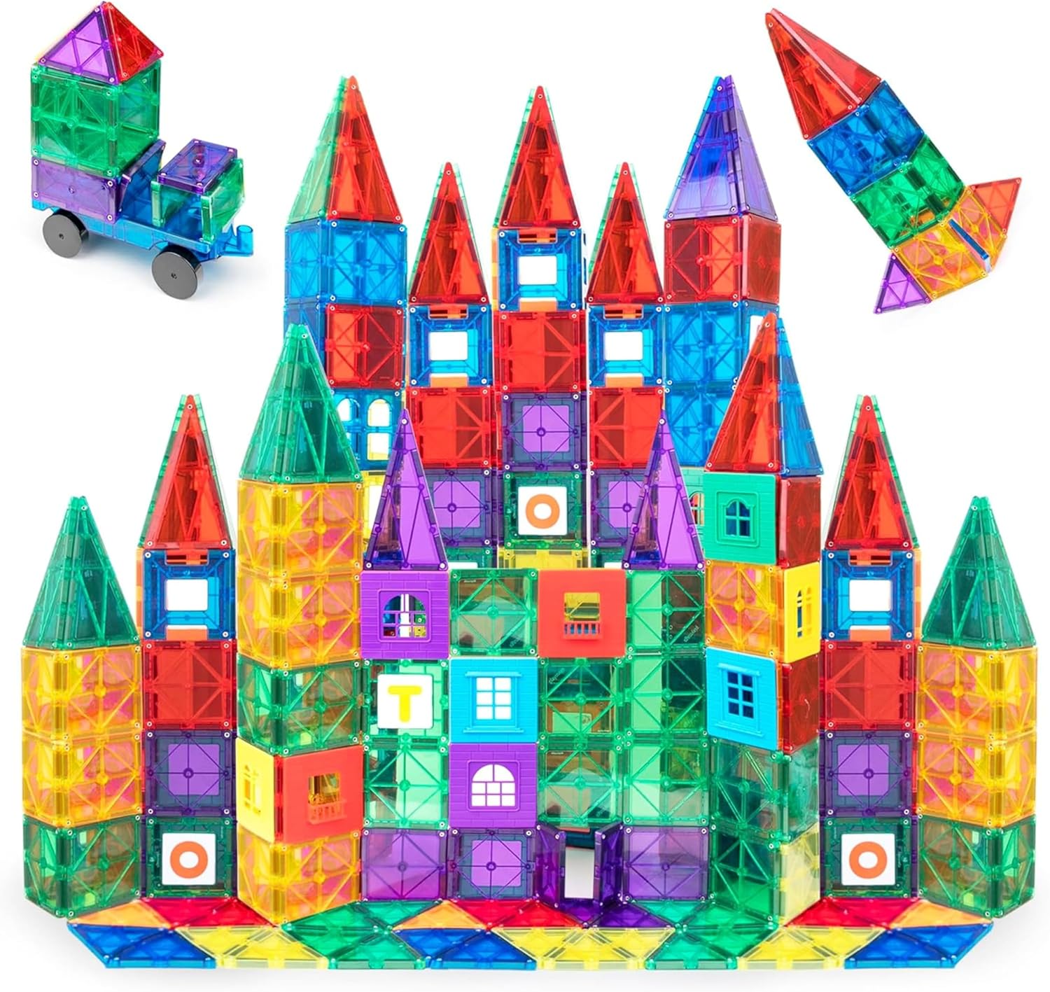 Playmags Magnetic Tiles for Kids 100-Piece Set - 20 Building Toys for Kids Who Spend Hours Constructing Epic Creations