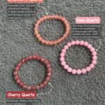 gelang batu strawberry quartz, rose quartz, cherry quartz