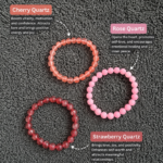 gelang batu strawberry quartz, rose quartz, cherry quartz
